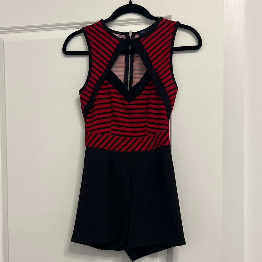 UK2LA Red and Black Striped Jumpsuit